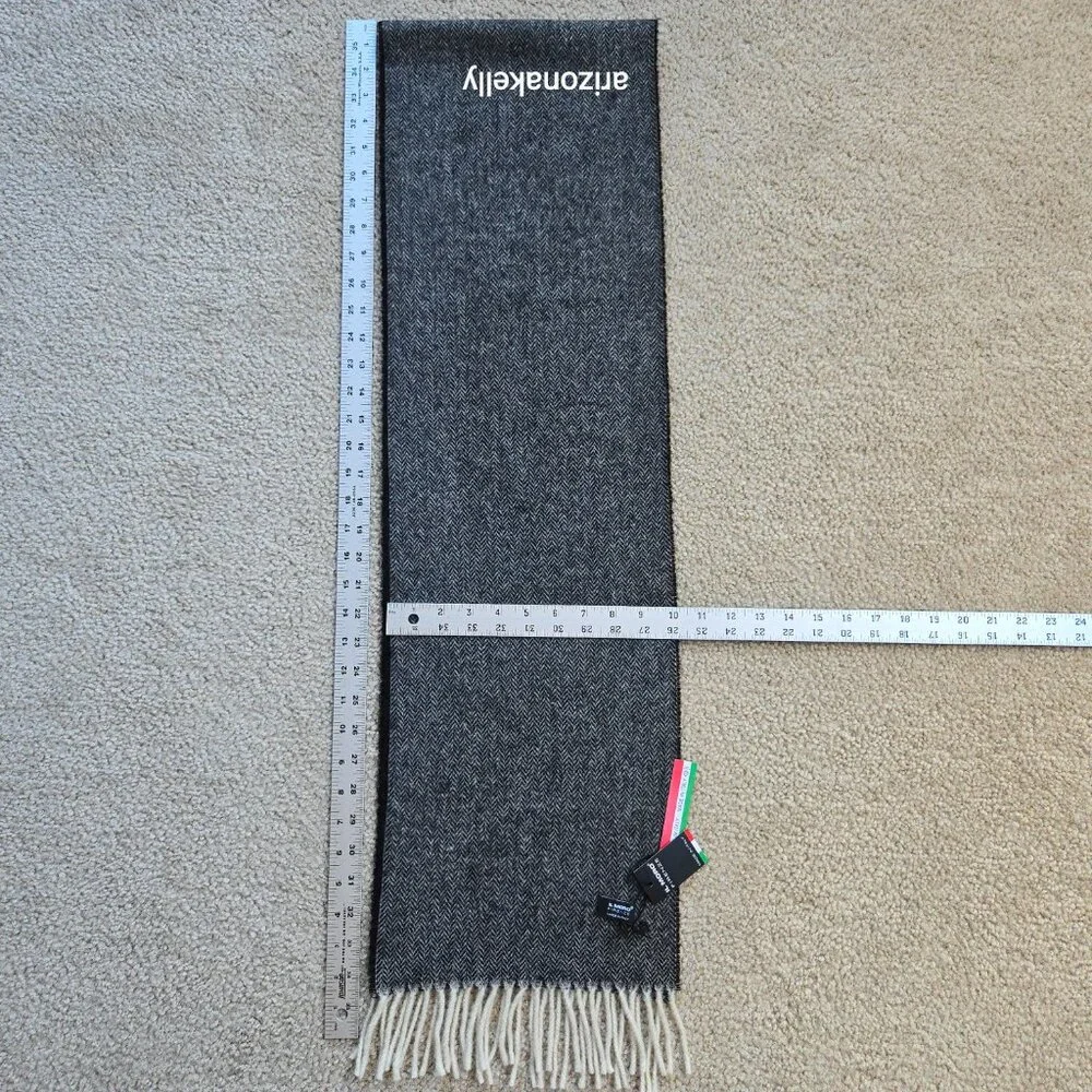 NWT Wool/Cashmere Blend Herringbone Black White Italy Il Moro Firenze - Picture 9 of 13